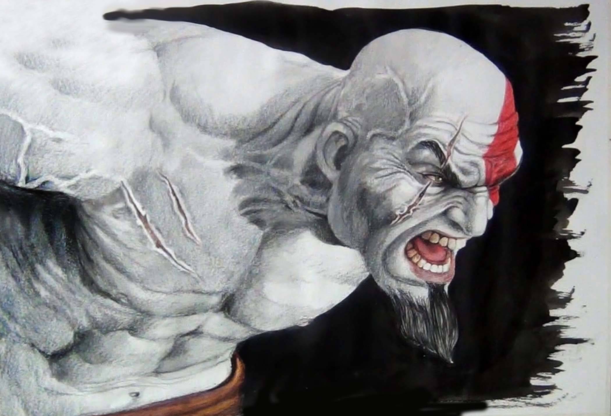 Pintura do Kratos de God of War